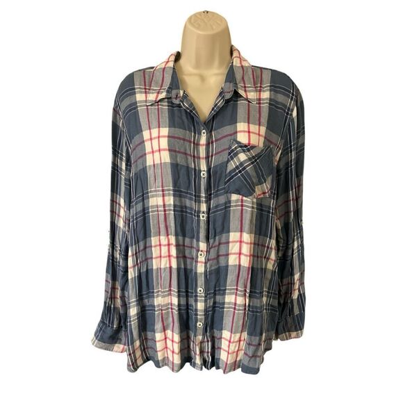 Woolrich Womens Shirt Size XXL Blue Plaid Collared Button Down Long Sleeve - Picture 1 of 6